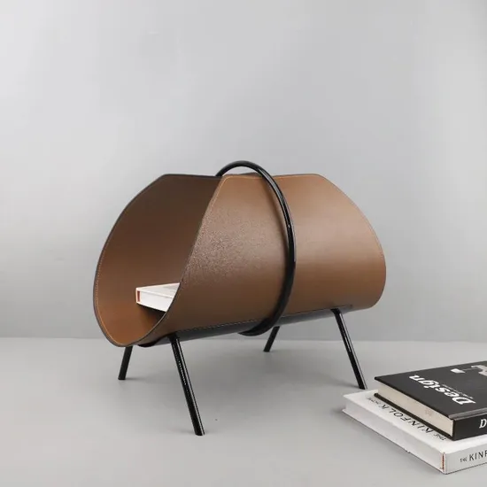 Modern Minimalist Metal Leather Rolling Bookshelves 