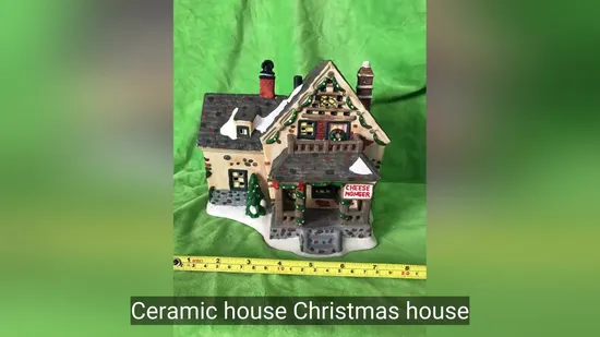 OEM Factory Customized Ceramic Craft Christmas Tea Pot House Figurine Ceramic Tealight Ceramic Candlestick 